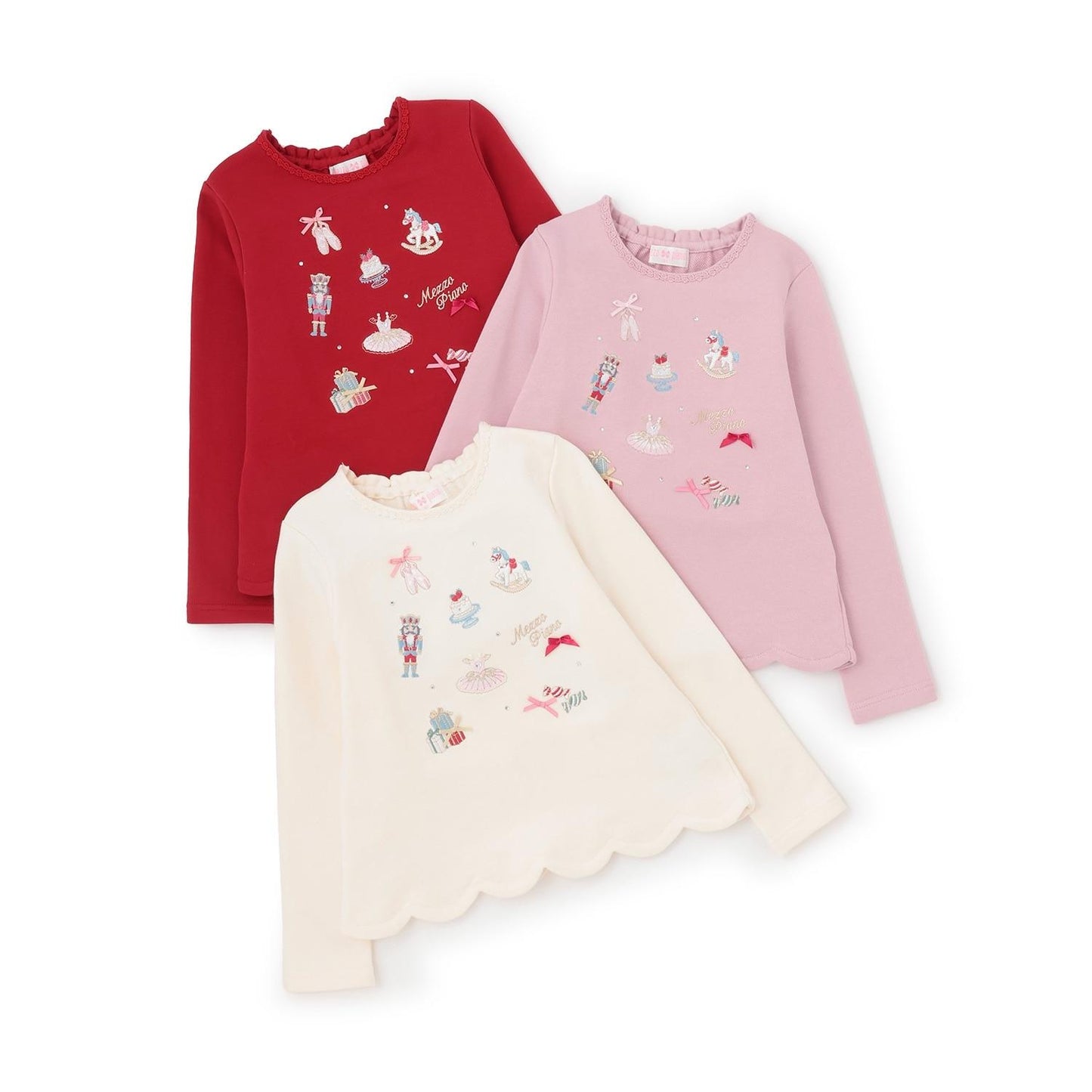 胡桃夾子刺繡拼接波浪下襬衛衣