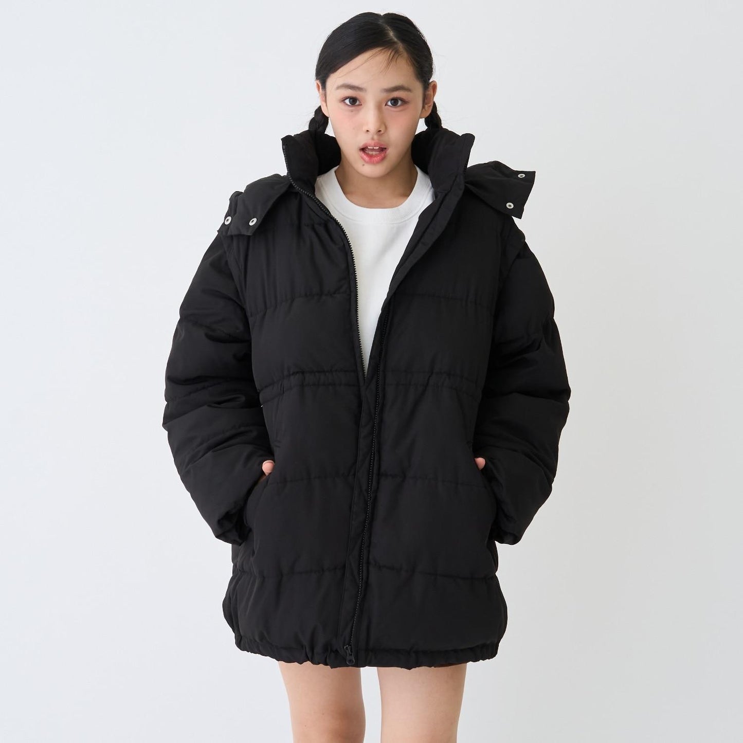 可拆卸袖長款夾克