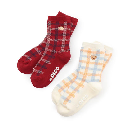 格子襪（小熊）
