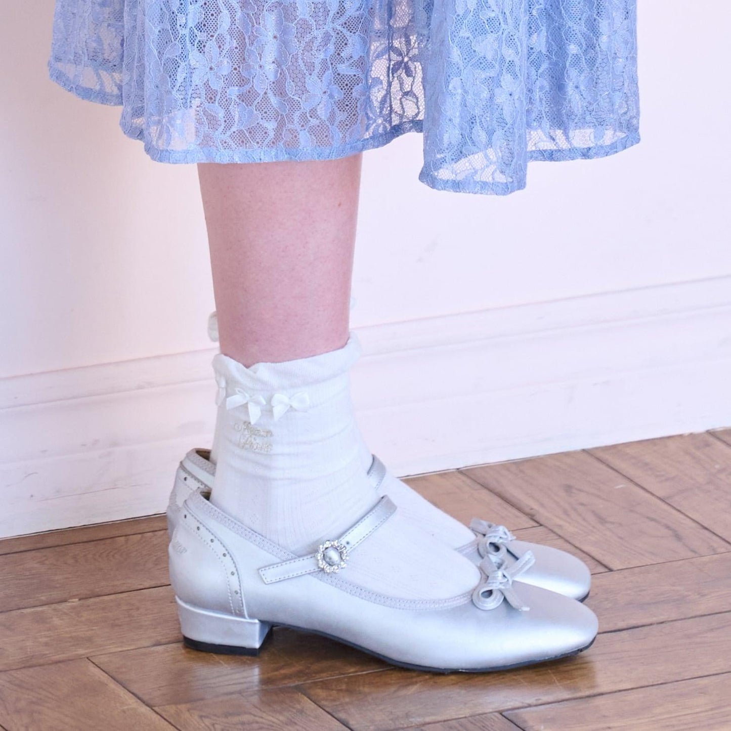 荷葉邊蝴蝶結襪