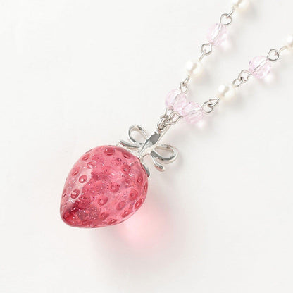 草莓蝴蝶結項鍊