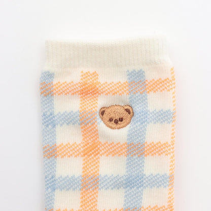 格子襪（小熊）