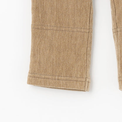 電車刺繡貼布斜紋絨毛長褲