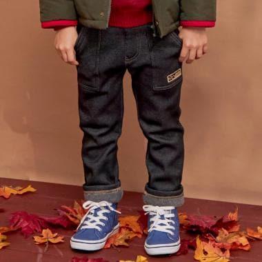 牛仔針織內加絨長褲