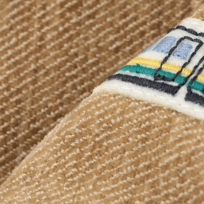 電車刺繡貼布斜紋絨毛長褲