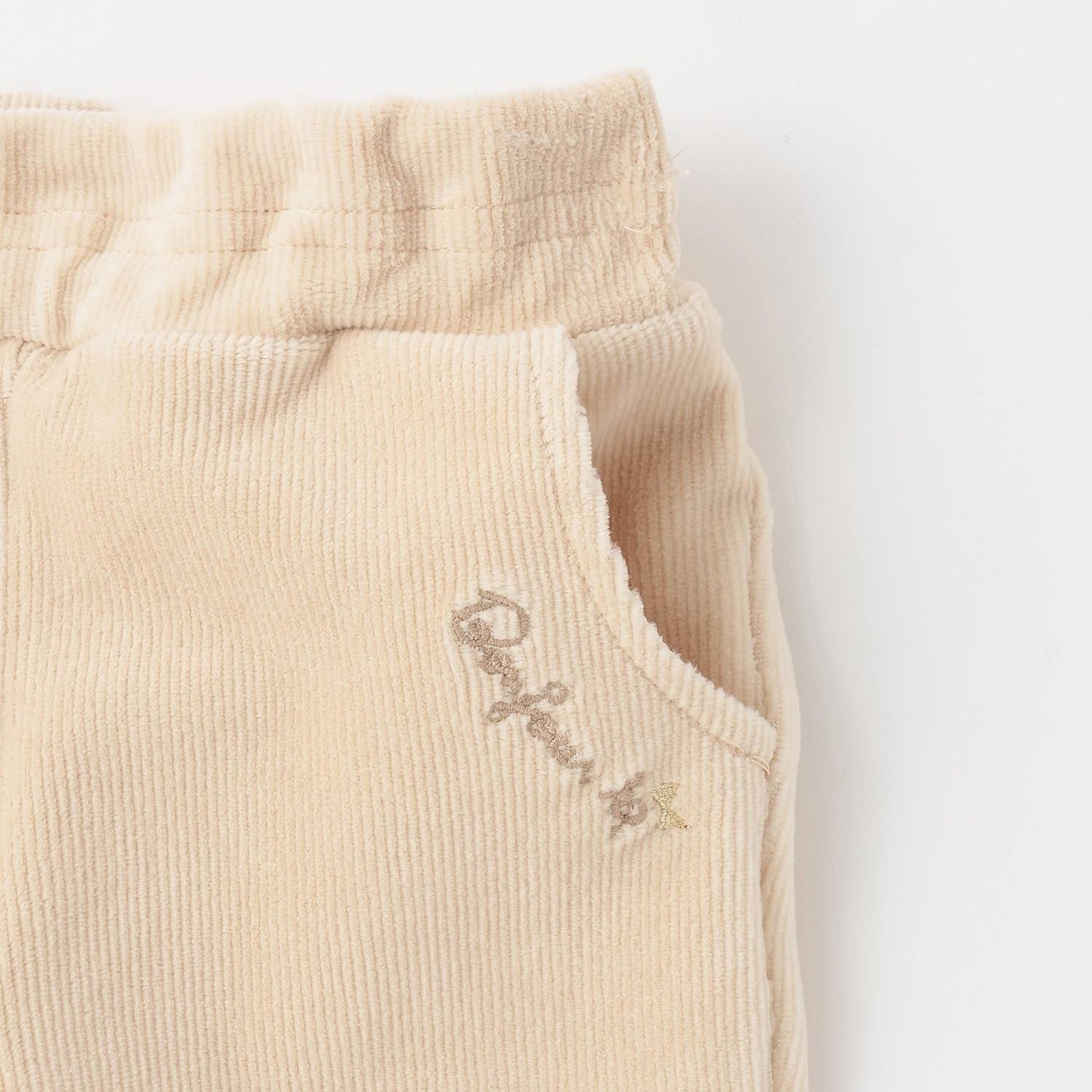 mimi醬刺繡針織燈芯絨長褲