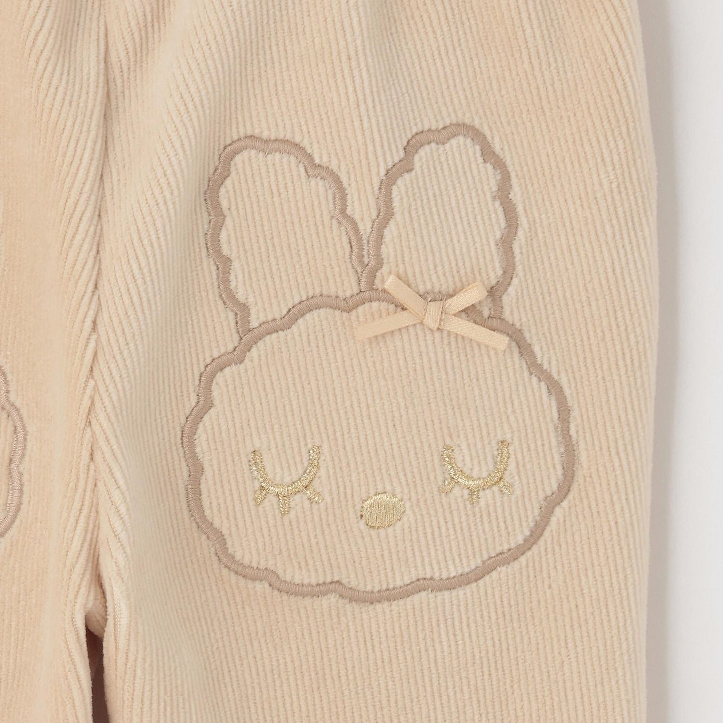 mimi醬刺繡針織燈芯絨長褲