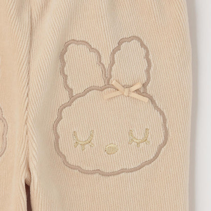 mimi醬刺繡針織燈芯絨長褲