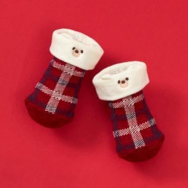 熊耳格紋BABY襪