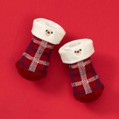 熊耳格紋BABY襪
