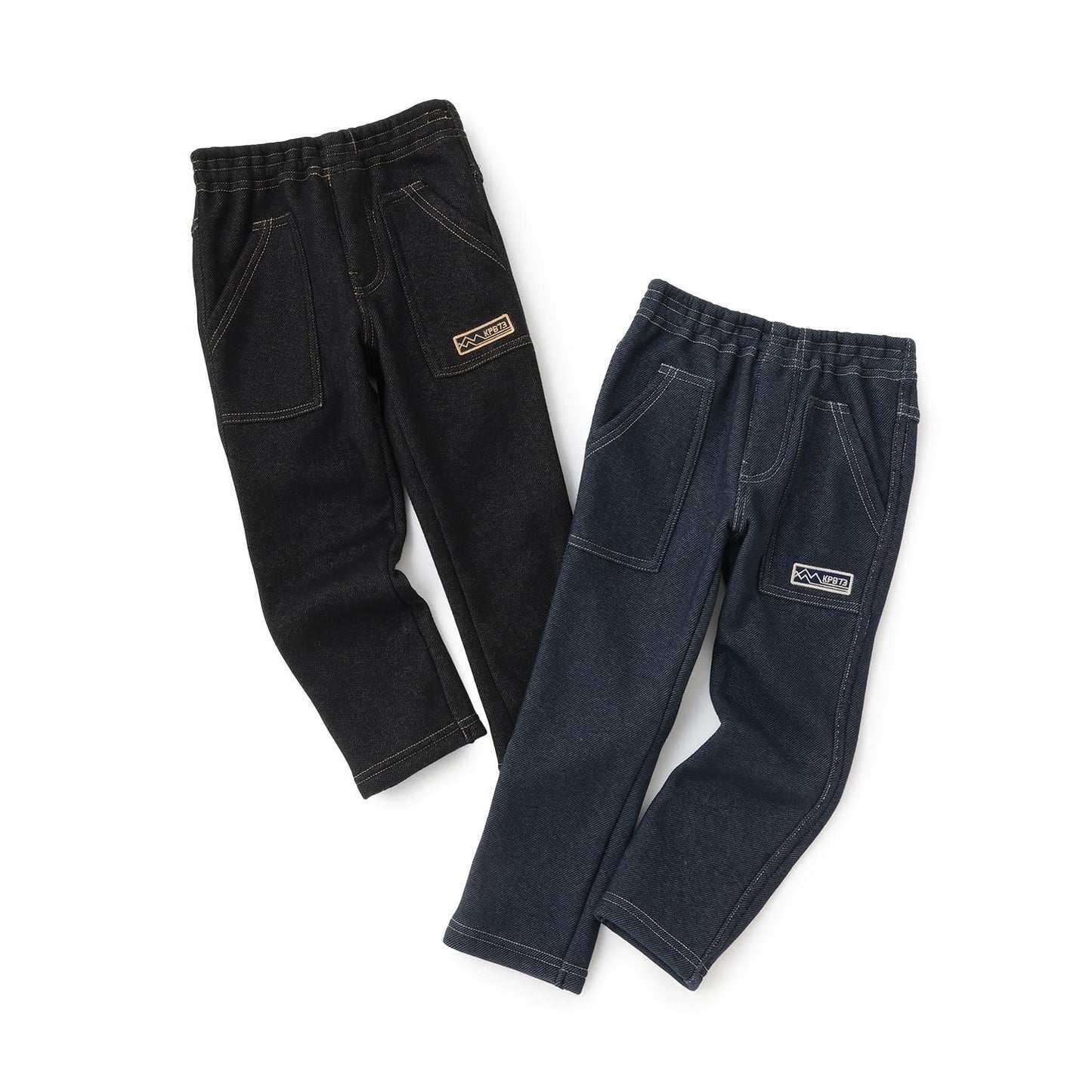 牛仔針織內加絨長褲