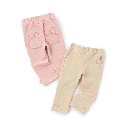 mimi醬刺繡針織燈芯絨長褲