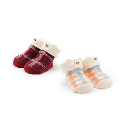 熊耳格紋BABY襪
