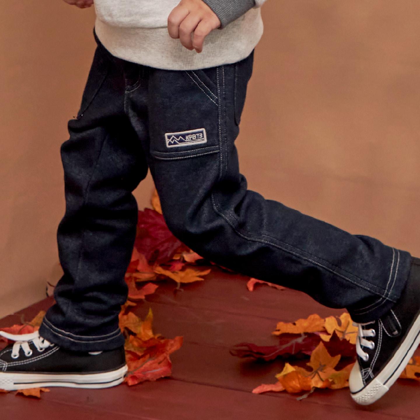 牛仔針織內加絨長褲