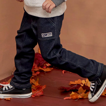 牛仔針織內加絨長褲