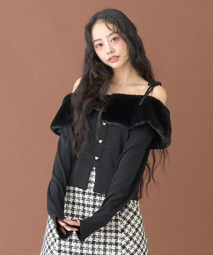 2WAY一字肩針織套頭衫【韓國時尚】