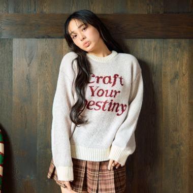 仿馬海毛提花套頭衫