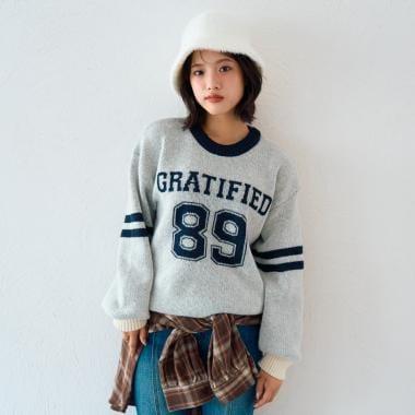 仿馬海毛提花套頭衫