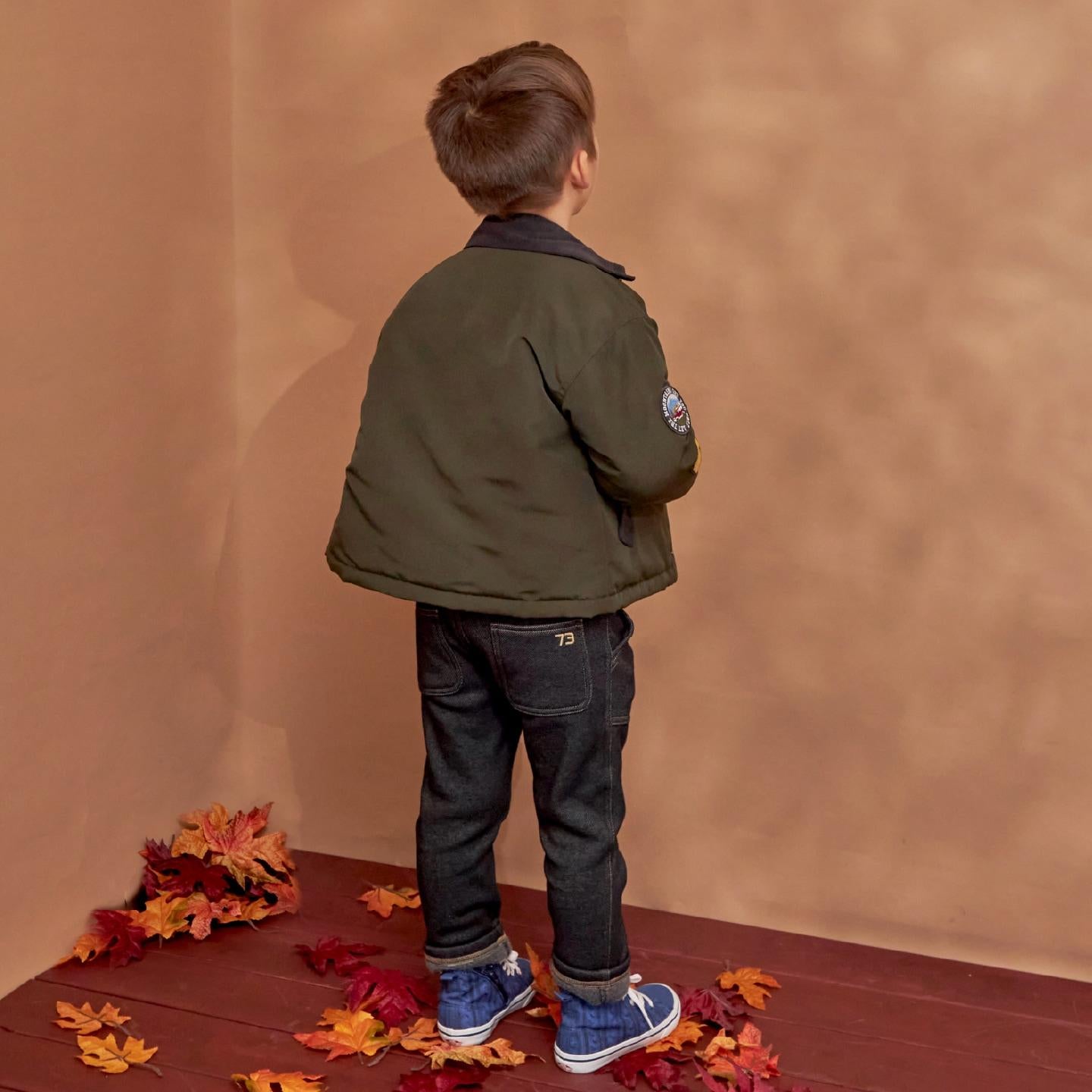 牛仔針織內加絨長褲