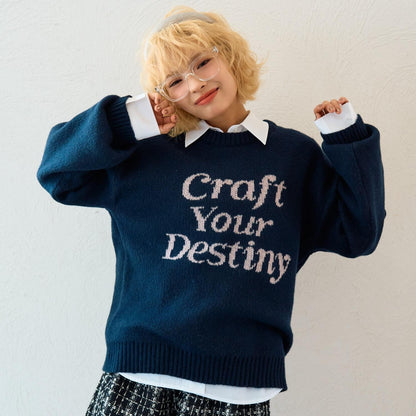 仿馬海毛提花套頭衫