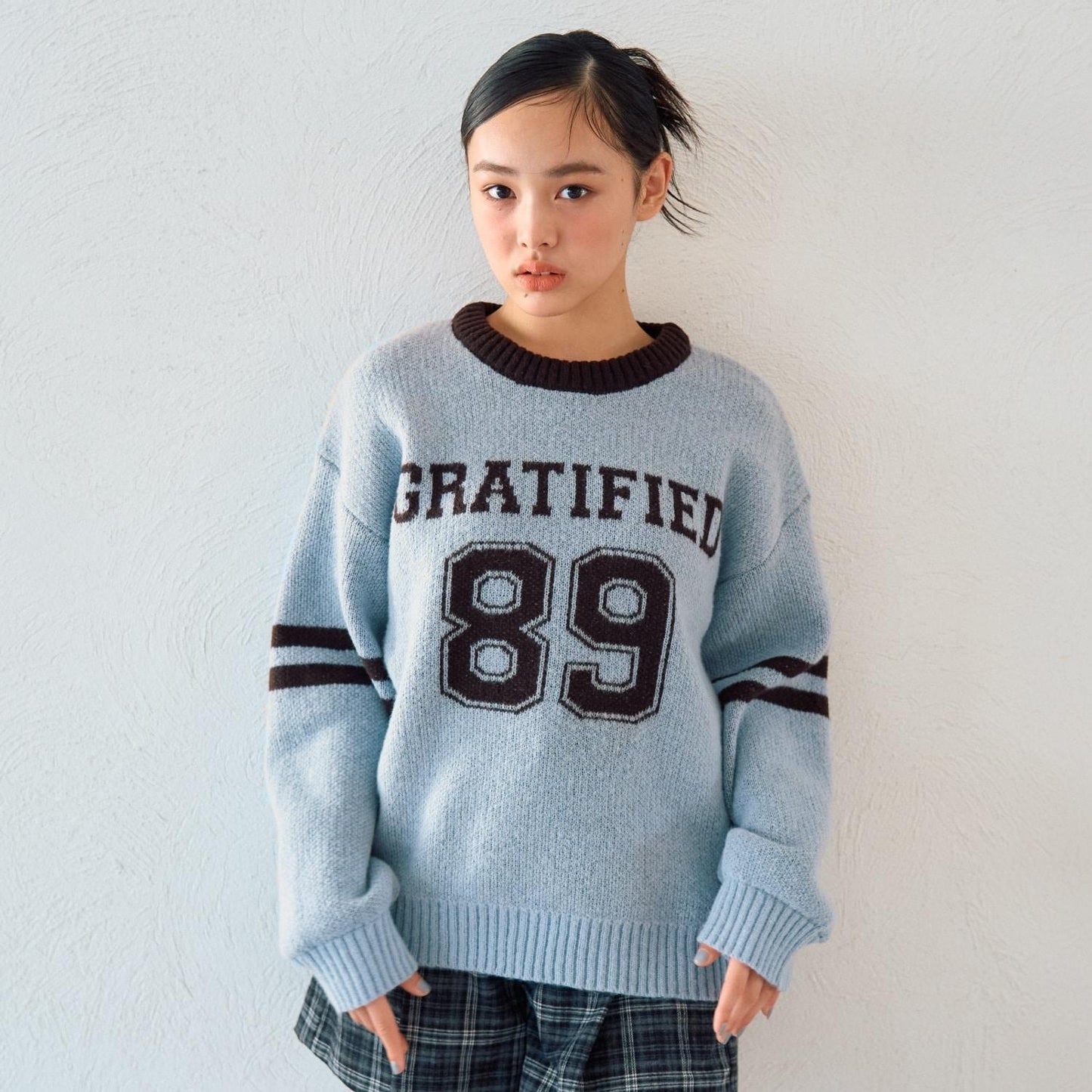 仿馬海毛提花套頭衫