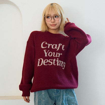 仿馬海毛提花套頭衫