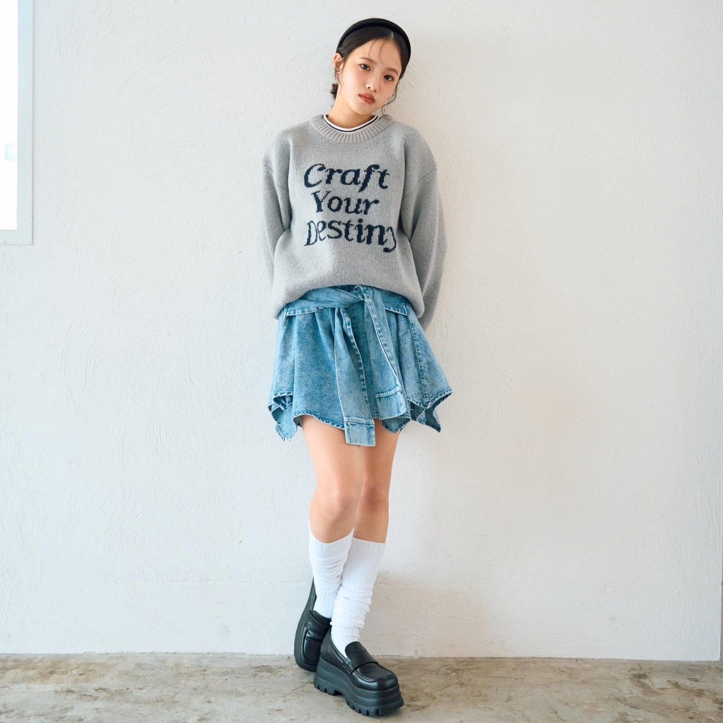 仿馬海毛提花套頭衫