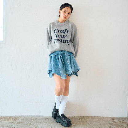 仿馬海毛提花套頭衫