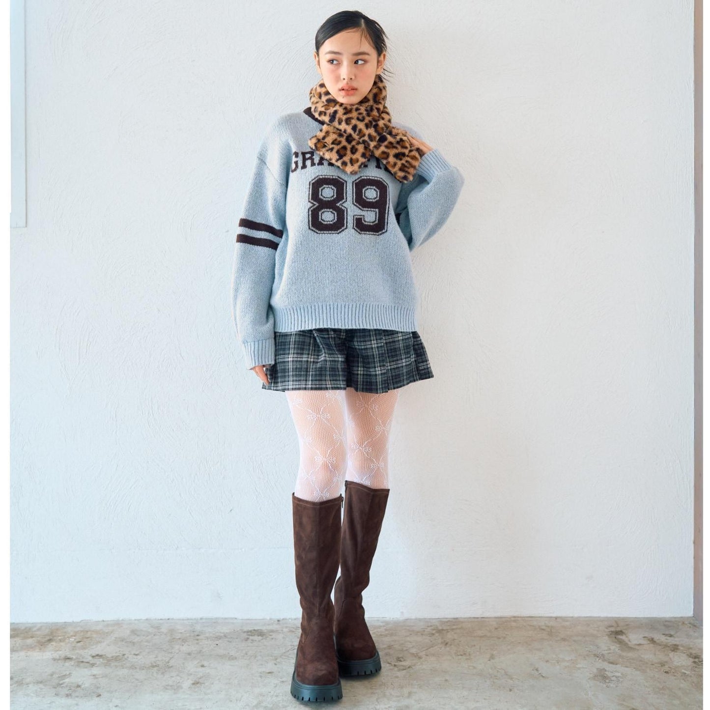 仿馬海毛提花套頭衫