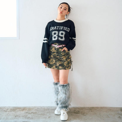 仿馬海毛提花套頭衫