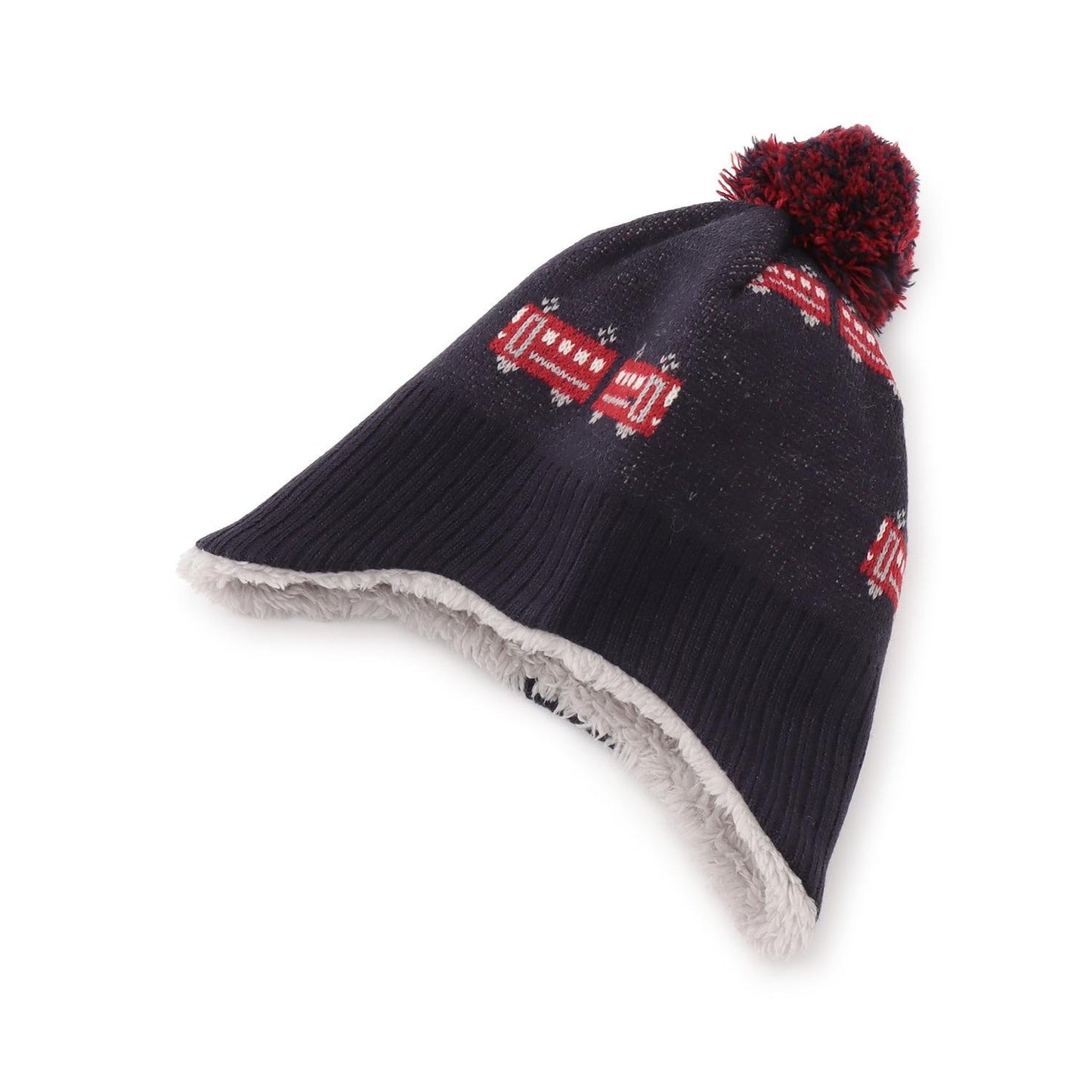 電車圖案帶護耳針織帽