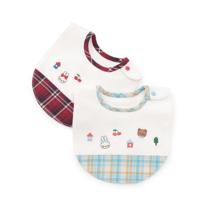 先染格紋×平滑 嬰兒圍兜