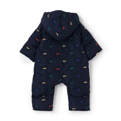 拼色刺繡加棉連體衣