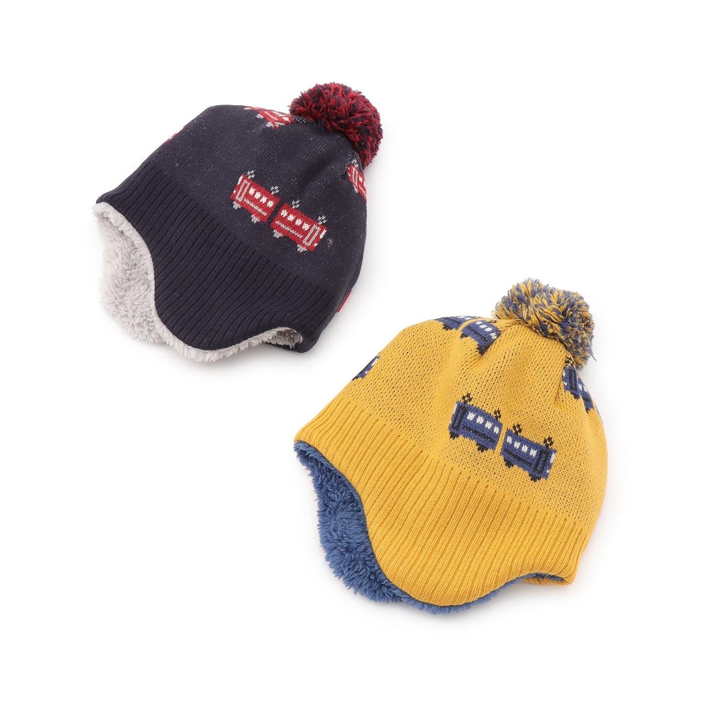 電車圖案帶護耳針織帽