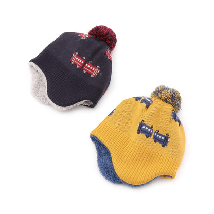 電車圖案帶護耳針織帽