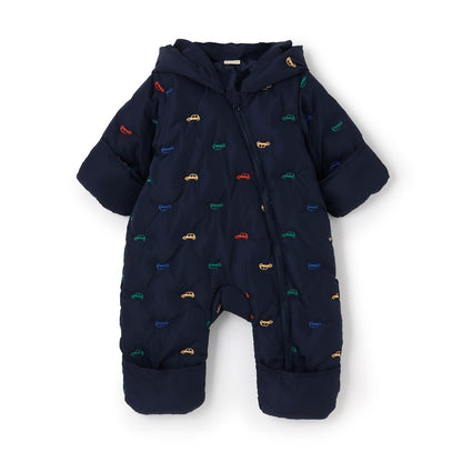 拼色刺繡加棉連體衣