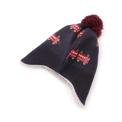 電車圖案帶護耳針織帽