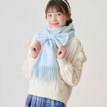 附蝴蝶結髮圈圍巾