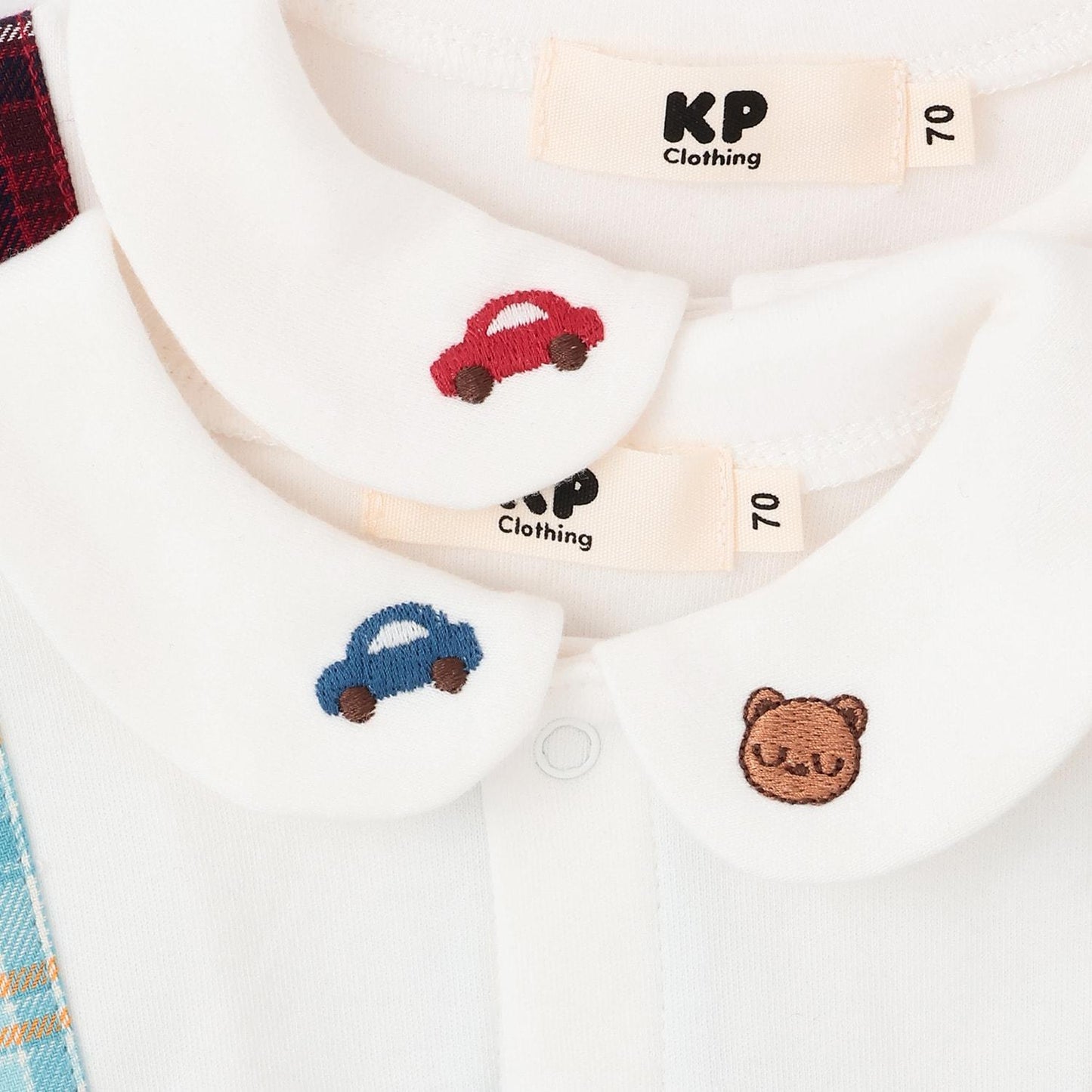 先染格紋疊穿風連體衣