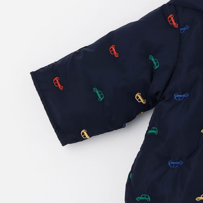 拼色刺繡加棉連體衣