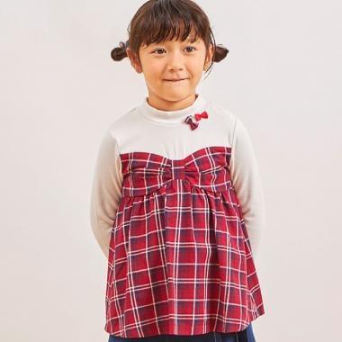 先染格紋×磨毛羅紋疊穿風格長款上衣