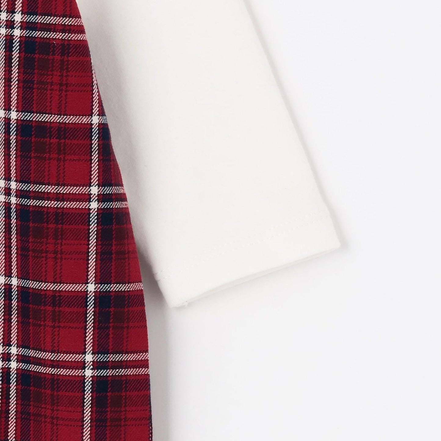 先染格紋疊穿風連體衣