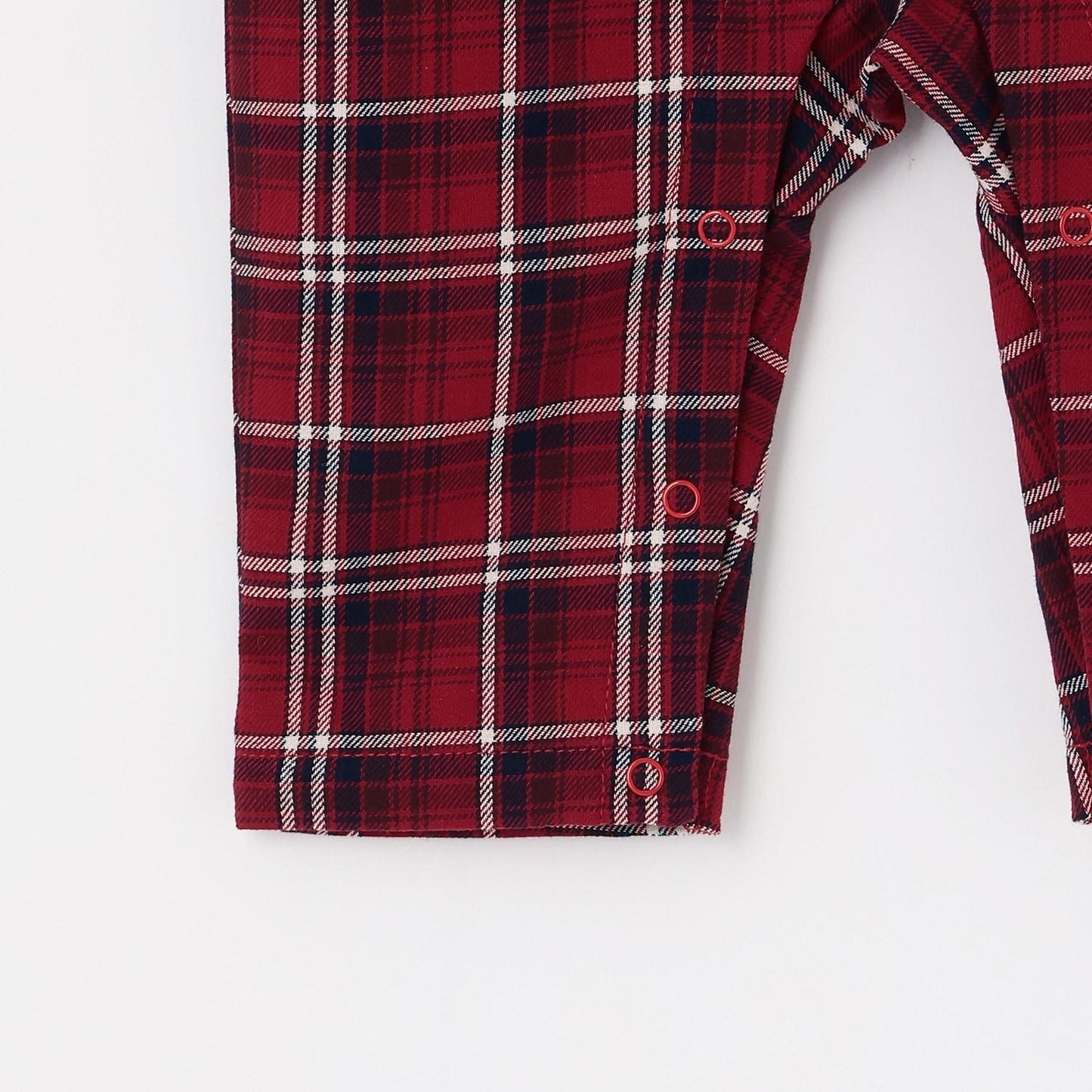 先染格紋疊穿風連體衣