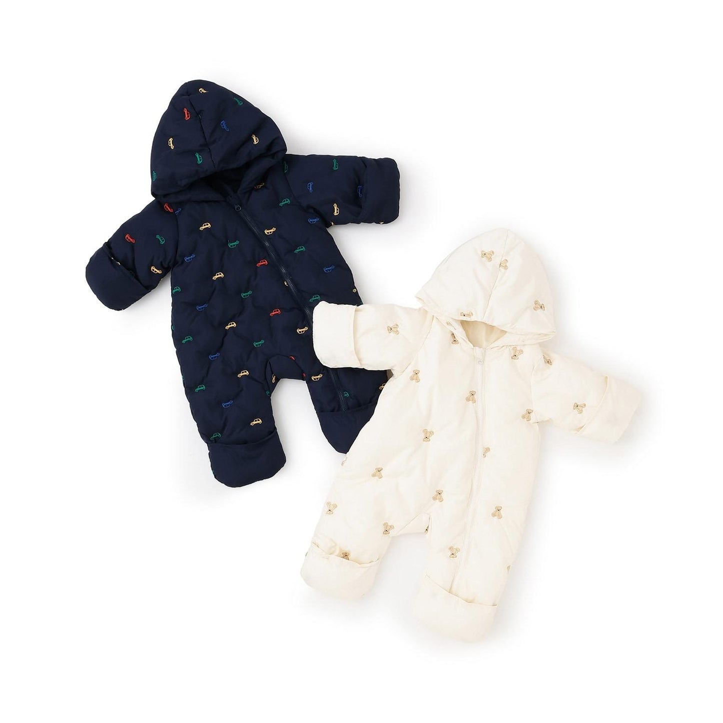 拼色刺繡加棉連體衣