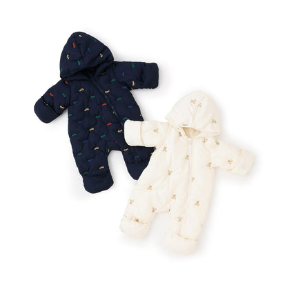 拼色刺繡加棉連體衣