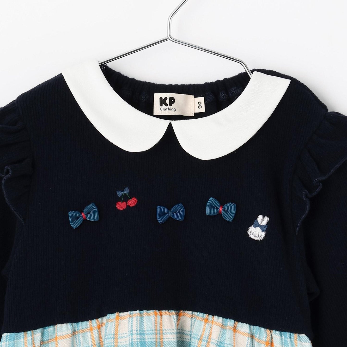 先染格紋×磨毛羅紋連衣裙