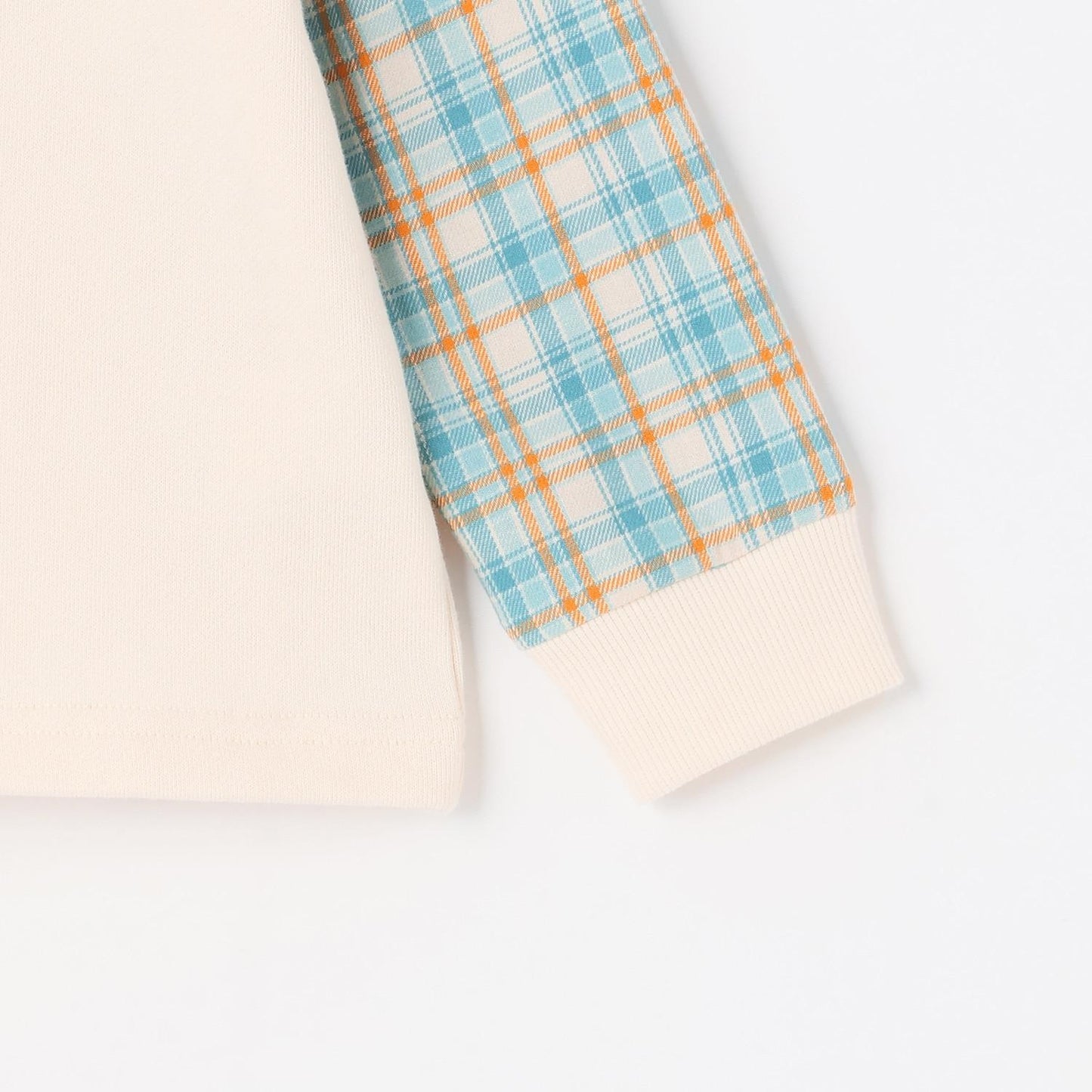 先染格紋汽車貼布繡衛衣