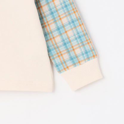 先染格紋汽車貼布繡衛衣