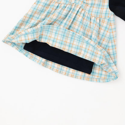 先染格紋×磨毛羅紋疊穿風格長款上衣