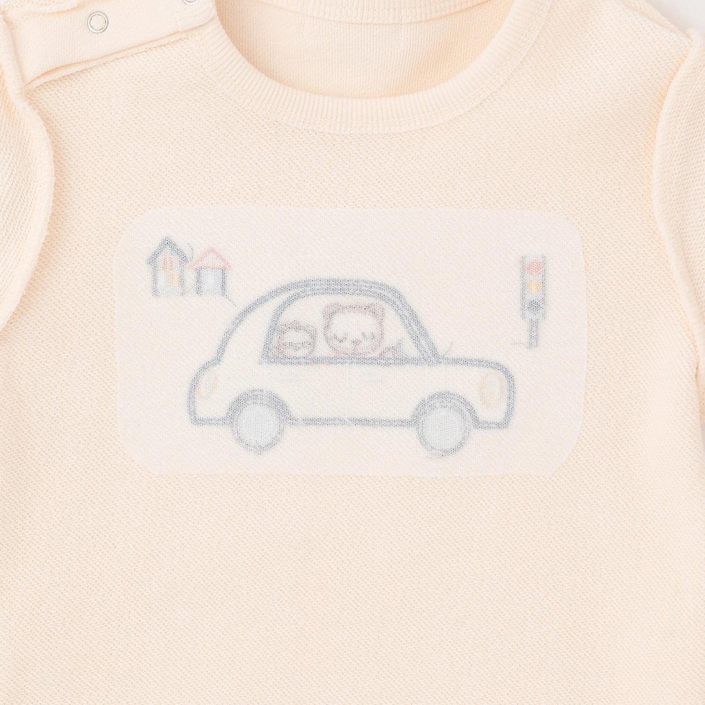 先染格紋汽車貼布繡衛衣